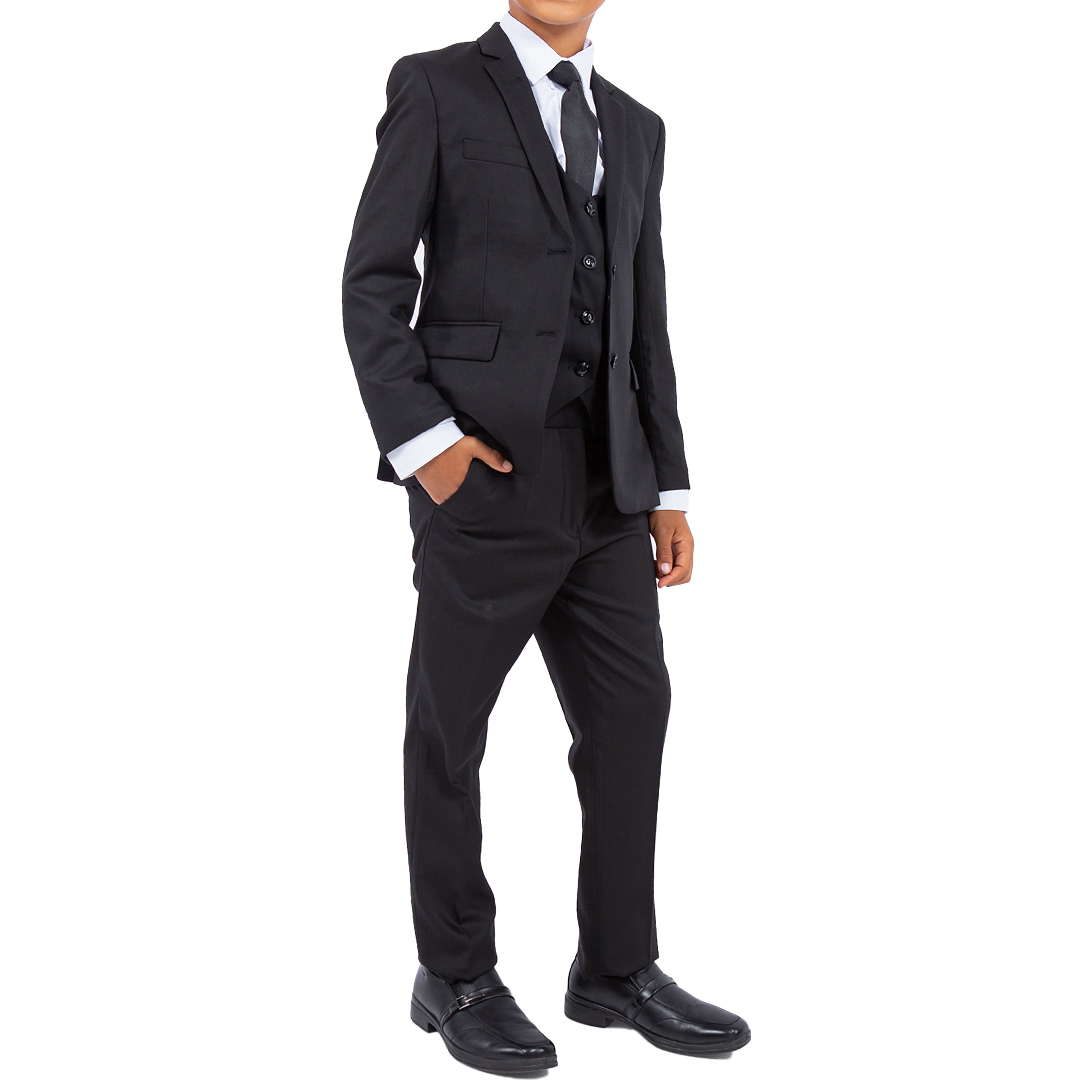 Tazzio Boy's 5pc Solid Suit With Shirt & Tie